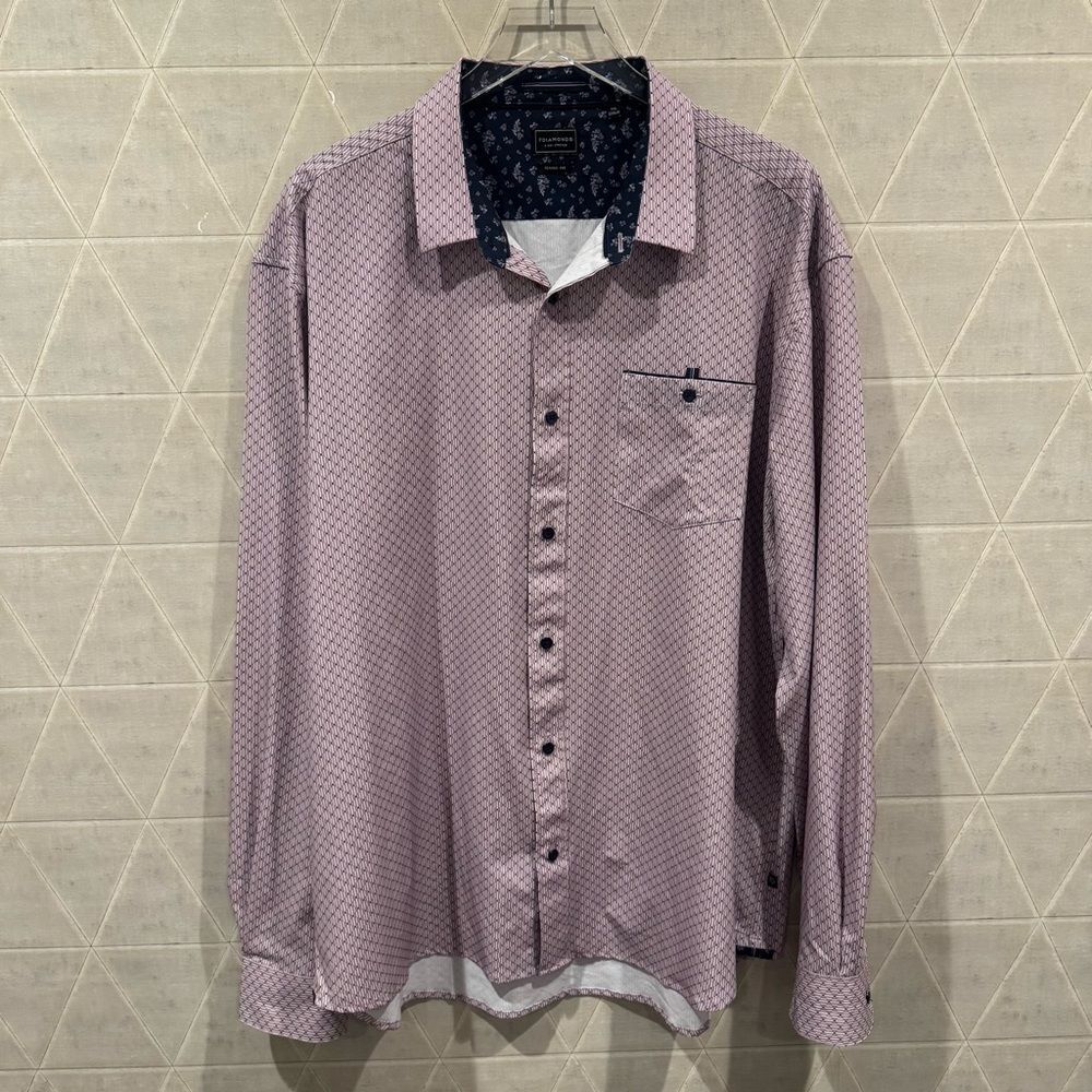 7 Diamonds Men's 4 Way Stretch Long Sleeve Button-Up Shirt, Size XXL
